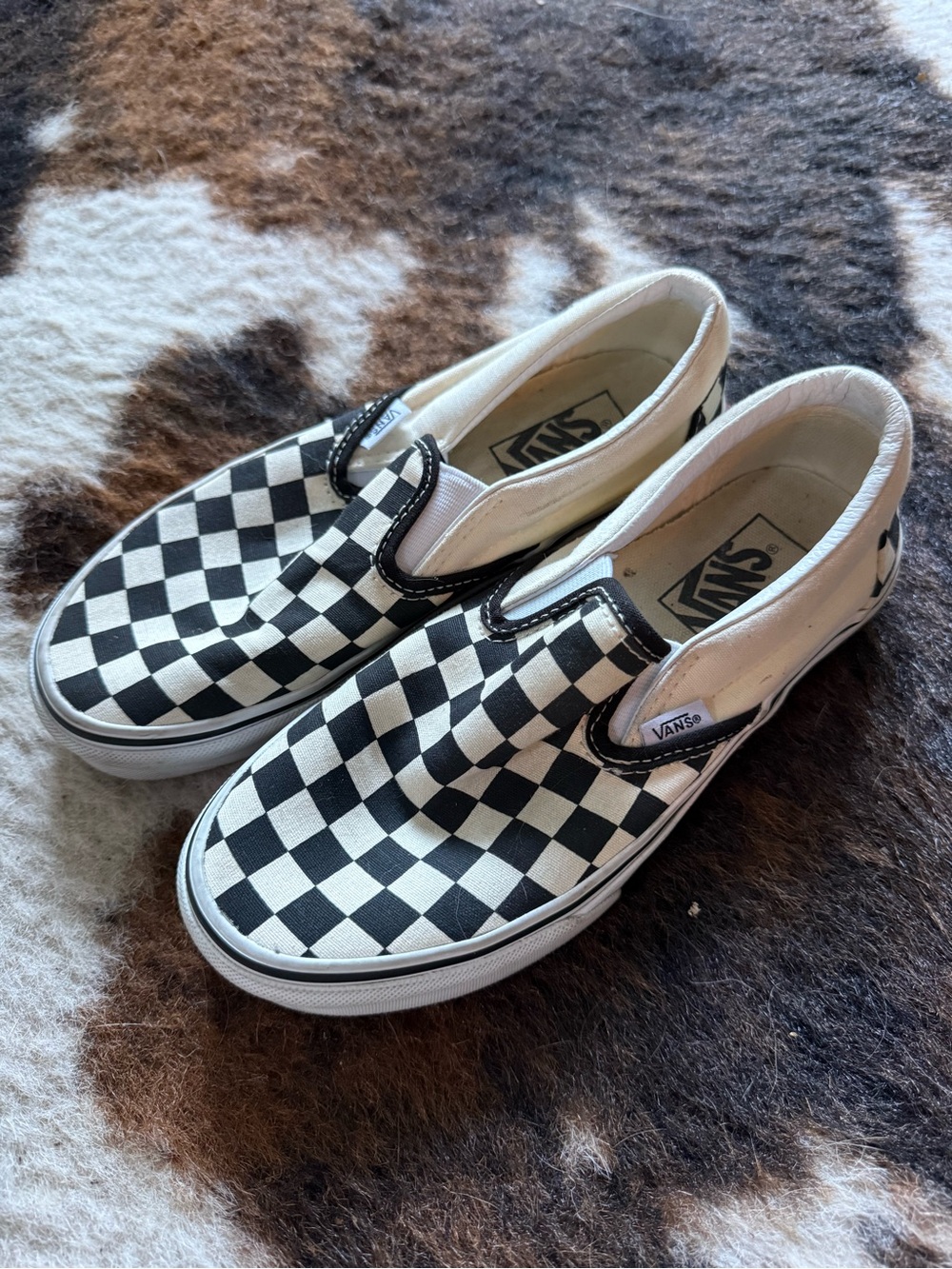 Vans Classic Slip-On Checkerboard Shoes - Black/White